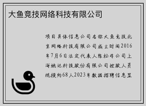 大鱼竞技网络科技有限公司